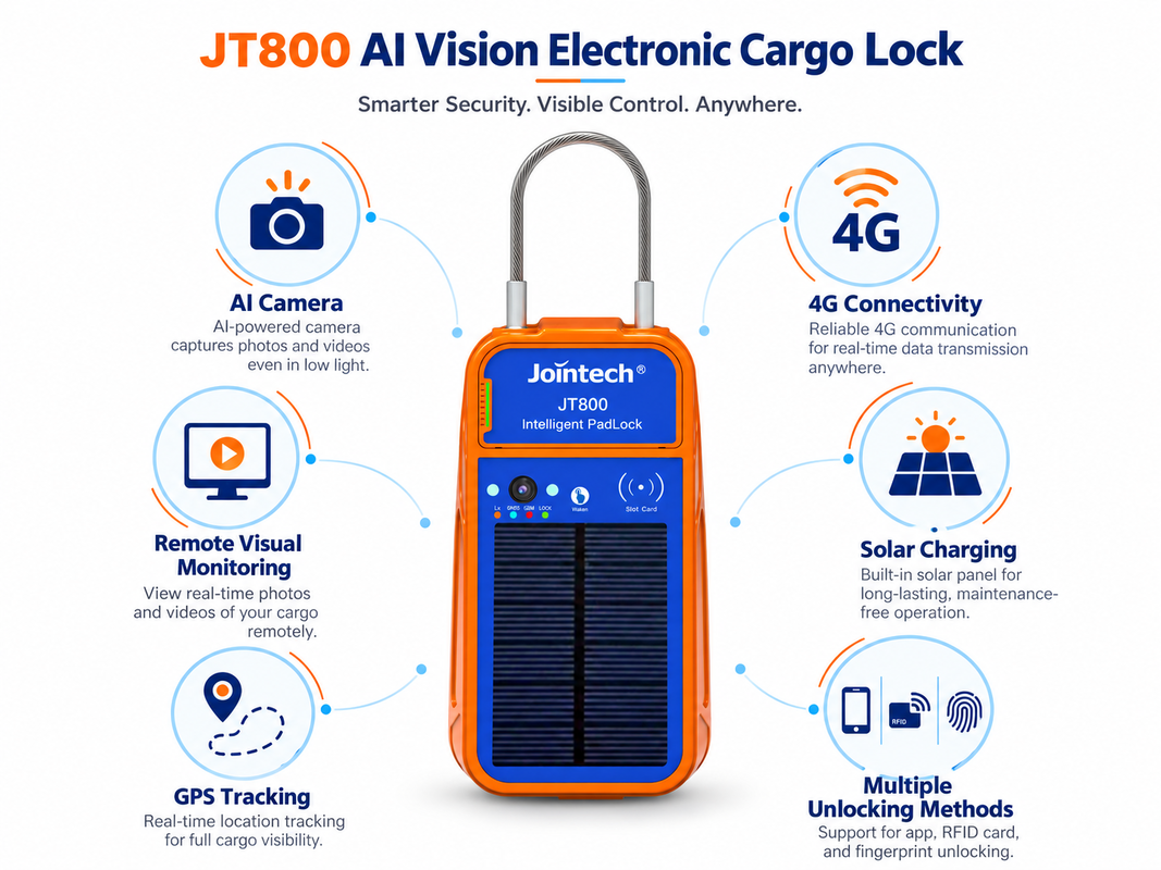 JT800 AI Vision Electronic Cargo Lock with Remote Video Monitoring
